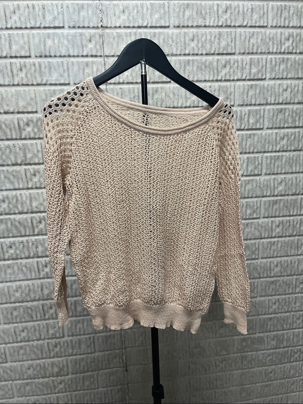 Cupshe Beige Open-Weave Scoop Neck Sweater